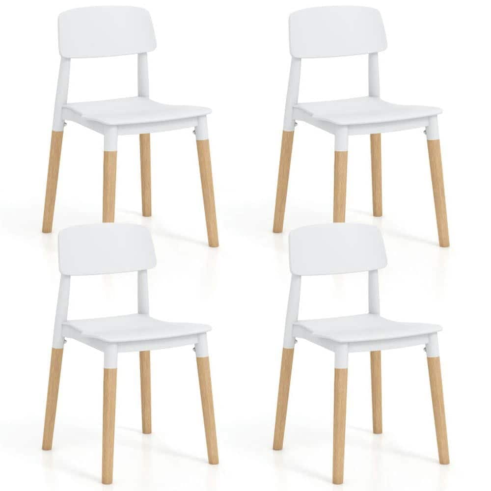 Pefilos- Modern Dining Side Chairs Set of with Ergonomic Backrest for Room Lounge Chair- White