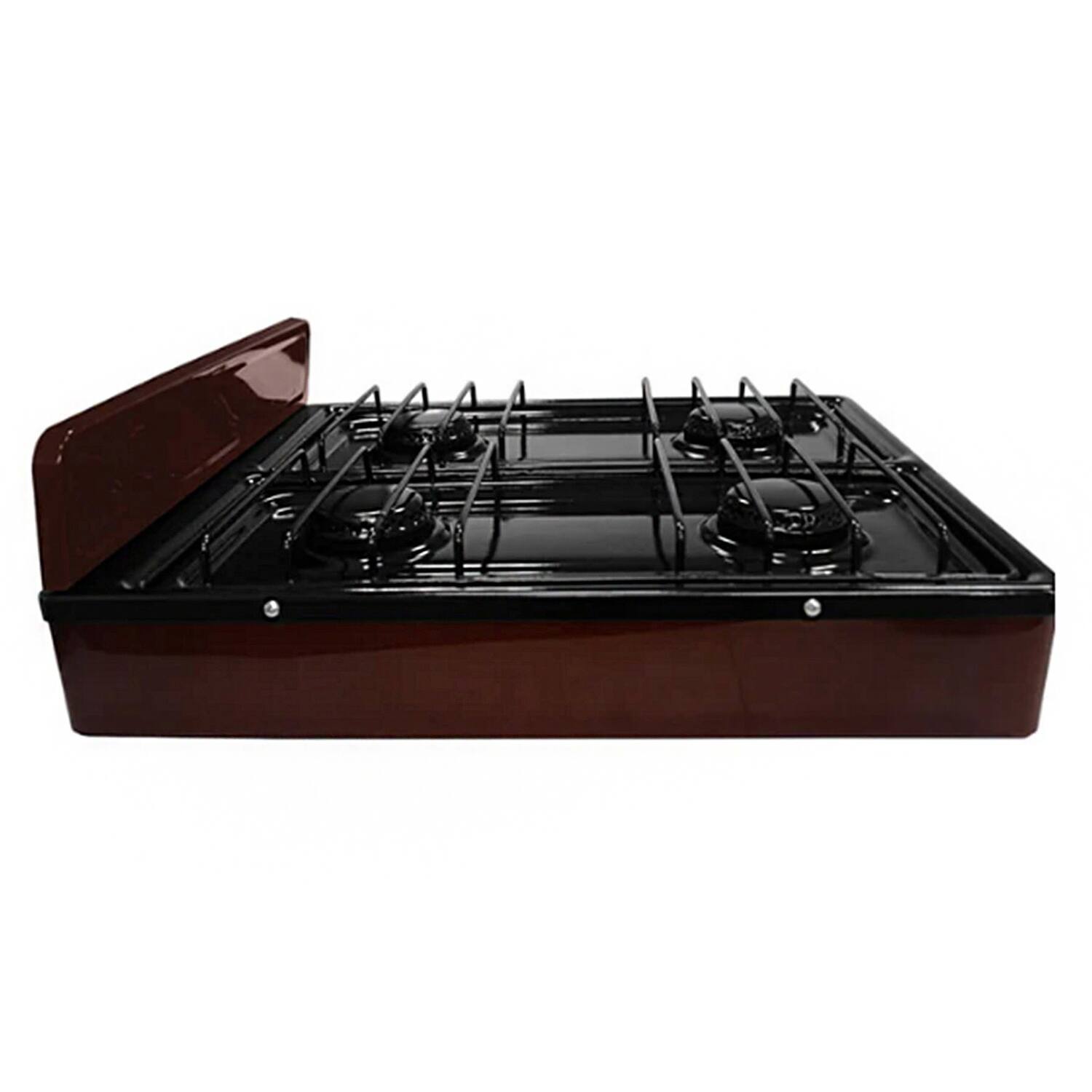 Left. Koblenz - Koblenz Outdoor 4-Burner Gas Stove Top Great for Camping and Tailgating - Bronze.