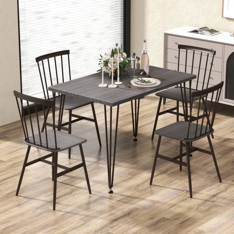 Back. SlickBlue - 5-Piece Dining Table Set for 4 with 360° Swivel Feet for Small Spaces - Grey, Oak.
