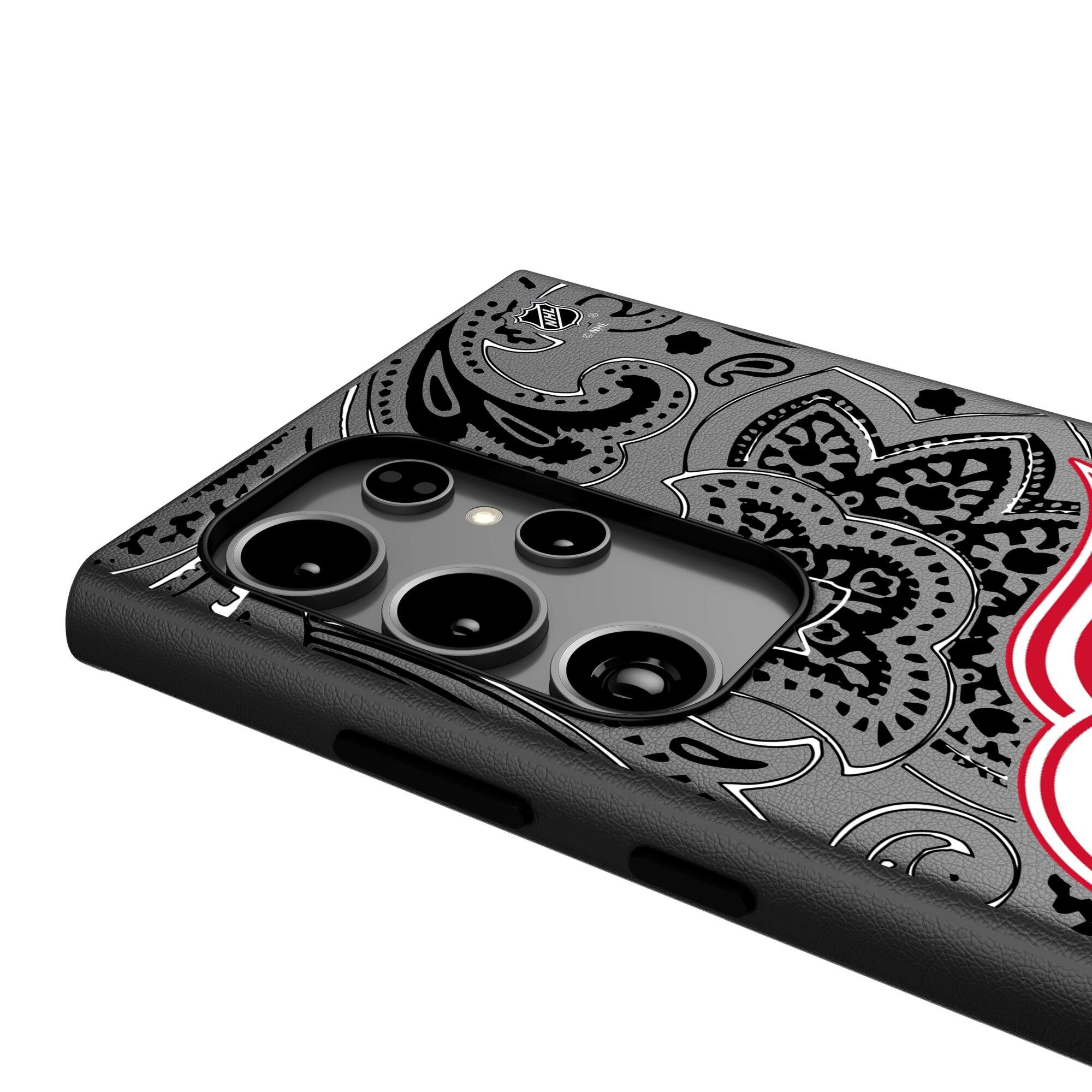 Alt View 3. Keyscaper - Detroit Red Wings Paisley Galaxy Magnetic Bump Case - S24 Ultra - Black.