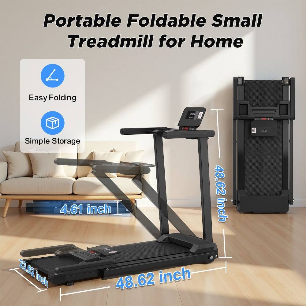 Portable Foldable Small Treadmill for Home Easy Folding RXOE 1000 Simple Storage 4.61 inch 48.62 inch 23.62 inch 48.62 inch