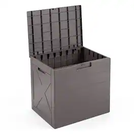 WELLFOR - 25 Gallon Storage Bin with Lid Carry Handles and Lock Hole for Patio Furniture Accessories - Gray