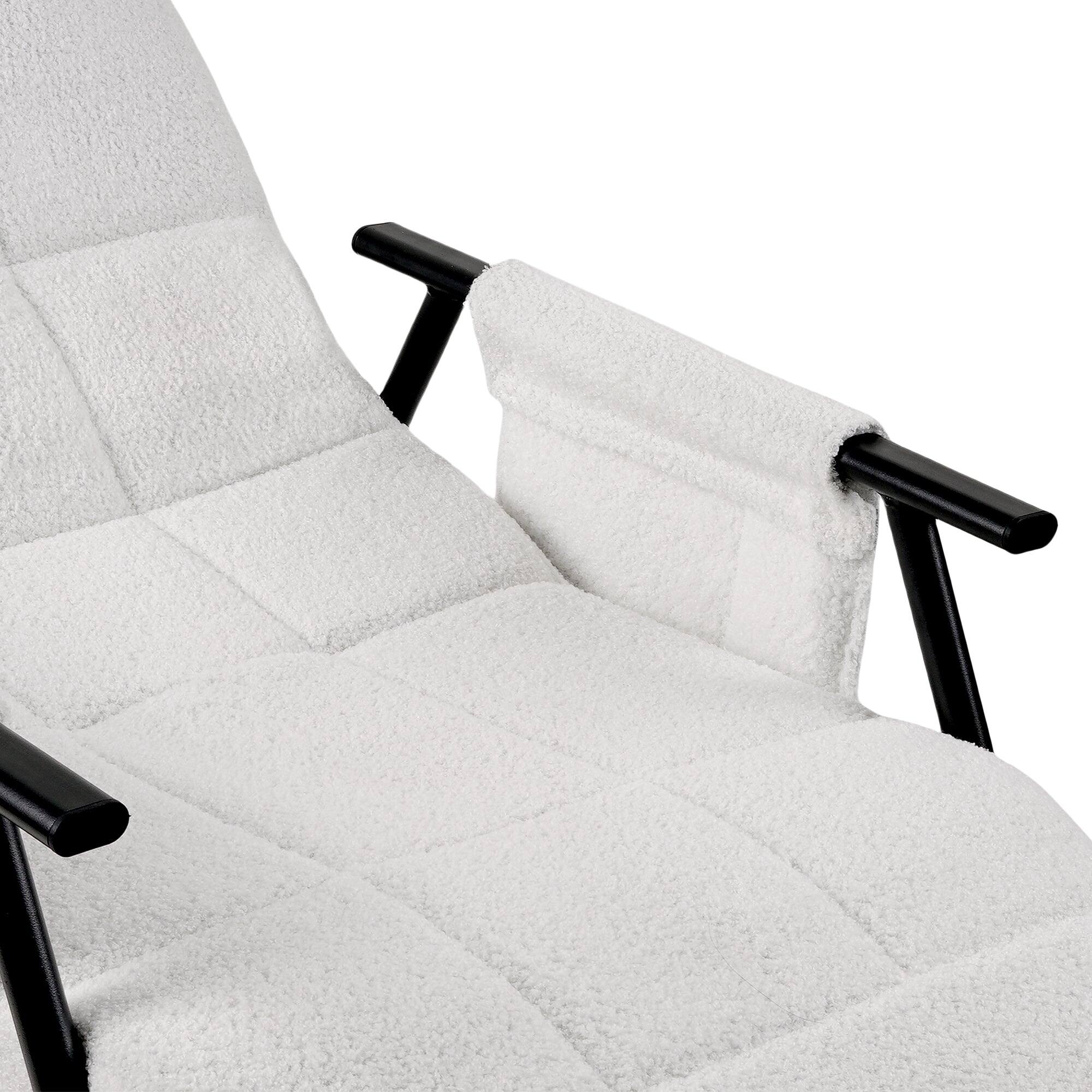 Alt View 1. Vecelo - Adjustable Teddy Fabric Nursery Rocking Chair with Reclining Back&Footrest, Modern Recliner for Living Room or Baby Room - White.