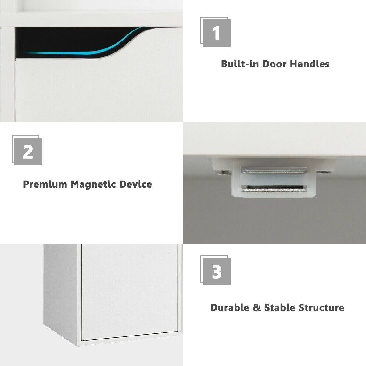 1. Built-in Door Handles
2. Premium Magnetic Device
3. Durable & Stable Structure