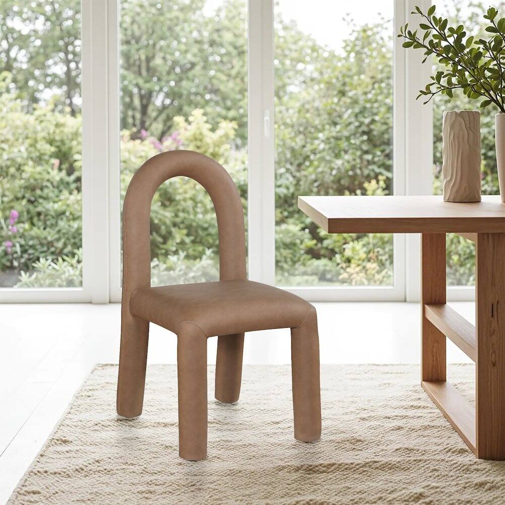 Alt View 1. Meridian Furniture - Amari Brown Vegan Leather Dining Chair, Set of 2 - Brown.