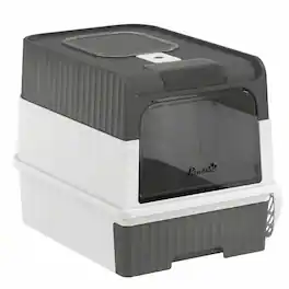 Pawhut - Litter Box Hooded Cat Litter Tray with Drawer Pan Front Entry & Top Exit Easy Cleaning - Gray