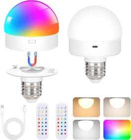 Nordic Hygge - Rechargeable Battery Operated E26 Light Bulbs with Remote Control 2 Packs