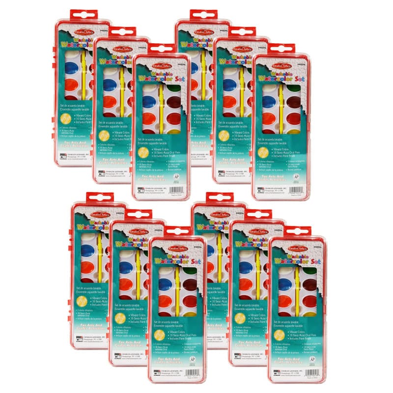 Charles Leonard - Washable Water Color Set Oval Pan w/Brush 16 Assorted Colors 12 Sets price history on PriceWatchPro