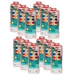 Charles Leonard - Washable Water Color Set Oval Pan w/Brush 16 Assorted Colors 12 Sets