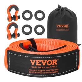 VEVOR - Heavy Duty Tow Strap Recovery Kit 3 in x 20 ft (MBS-36,000 lbs) Tree Saver Winch Strap, Triple Reinforced Loop - Orange