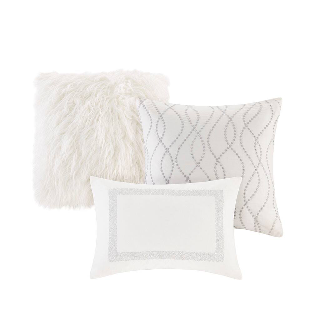 Alt View 3. Gracie Mills - Gracie Mills Blaize Modern Metallic Jacquard Comforter Set - White.