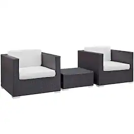 Modway - Burrow 3-Piece Outdoor Rattan Patio Set - Espresso White