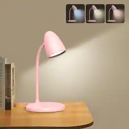 Stamp n Camp - LED Desk Lamp for Home Office 3 Light Colors Flexible Gooseneck Table Lamp Dimmable Reading Light for Bedside Desk - L33-Pink