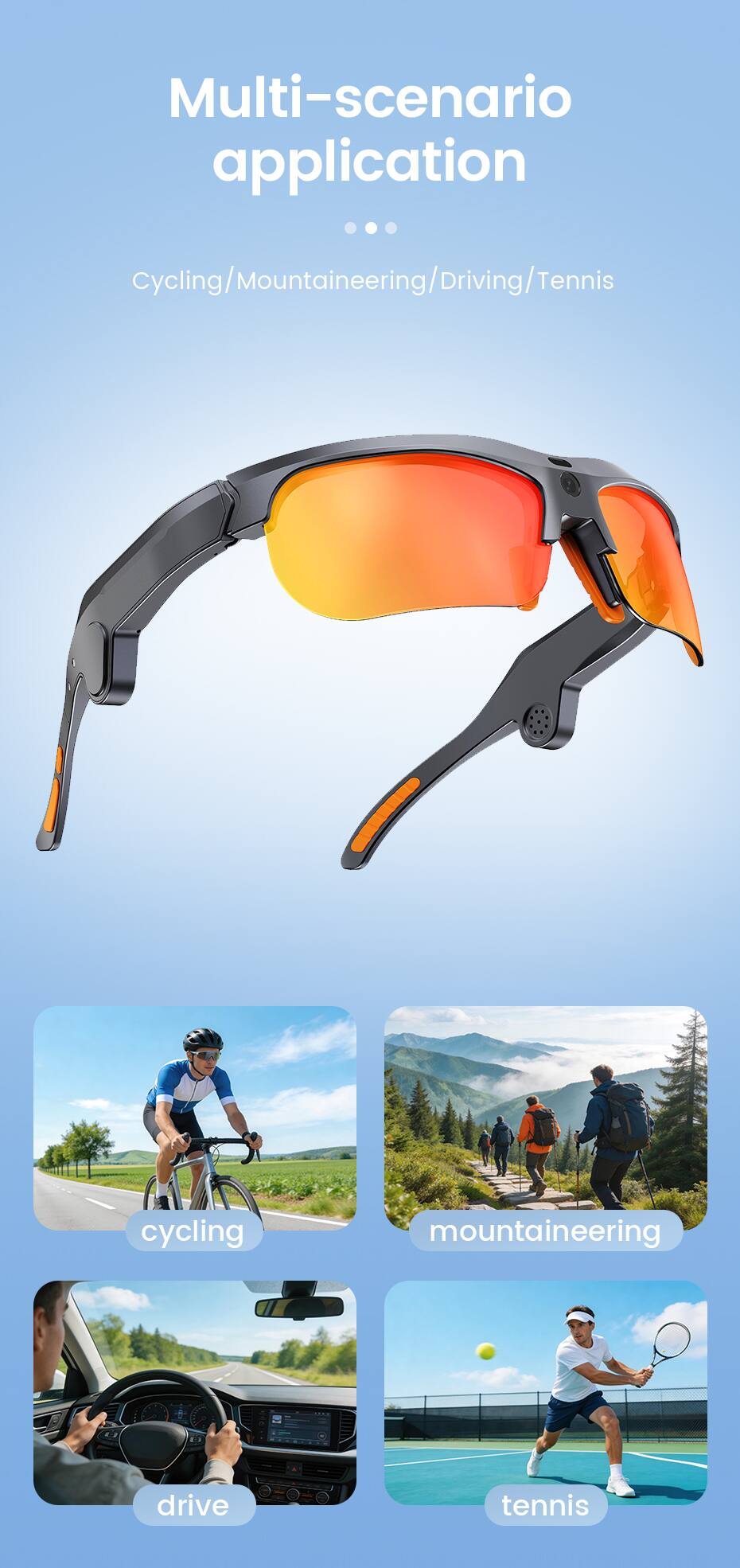 Multi-scenario application  
Cycling/Mountaineering/Driving/Tennis