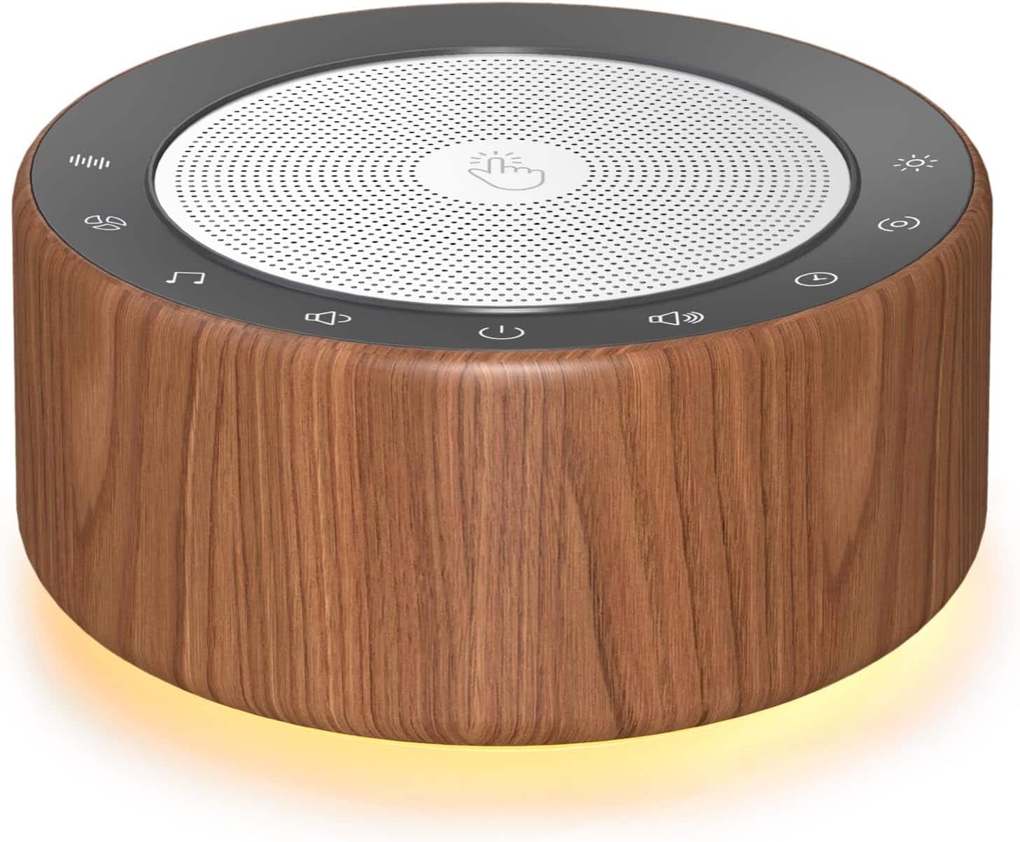FINEAK - White Noise Machine with Nursery Lamp 30 Soothing Sounds - Walnut Wood