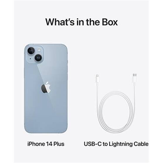 What's in the Box

iPhone 14 Plus

USB-C to Lightning Cable