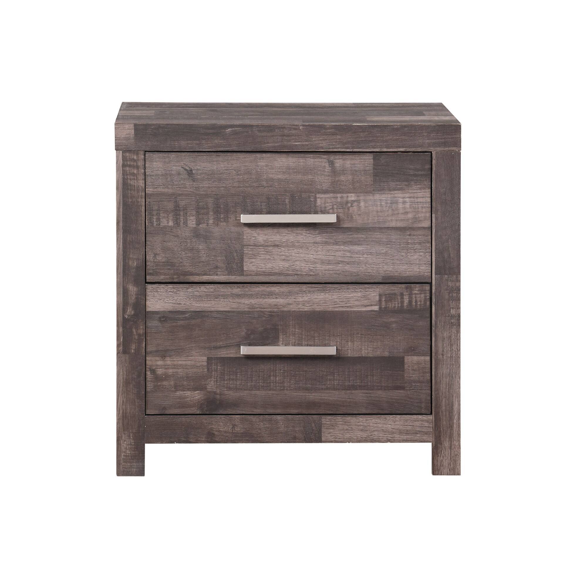 Alt View 1. Manhattan Lane - Nightstand with Rough Hewn Saw Texture and Panel Base - Gray.
