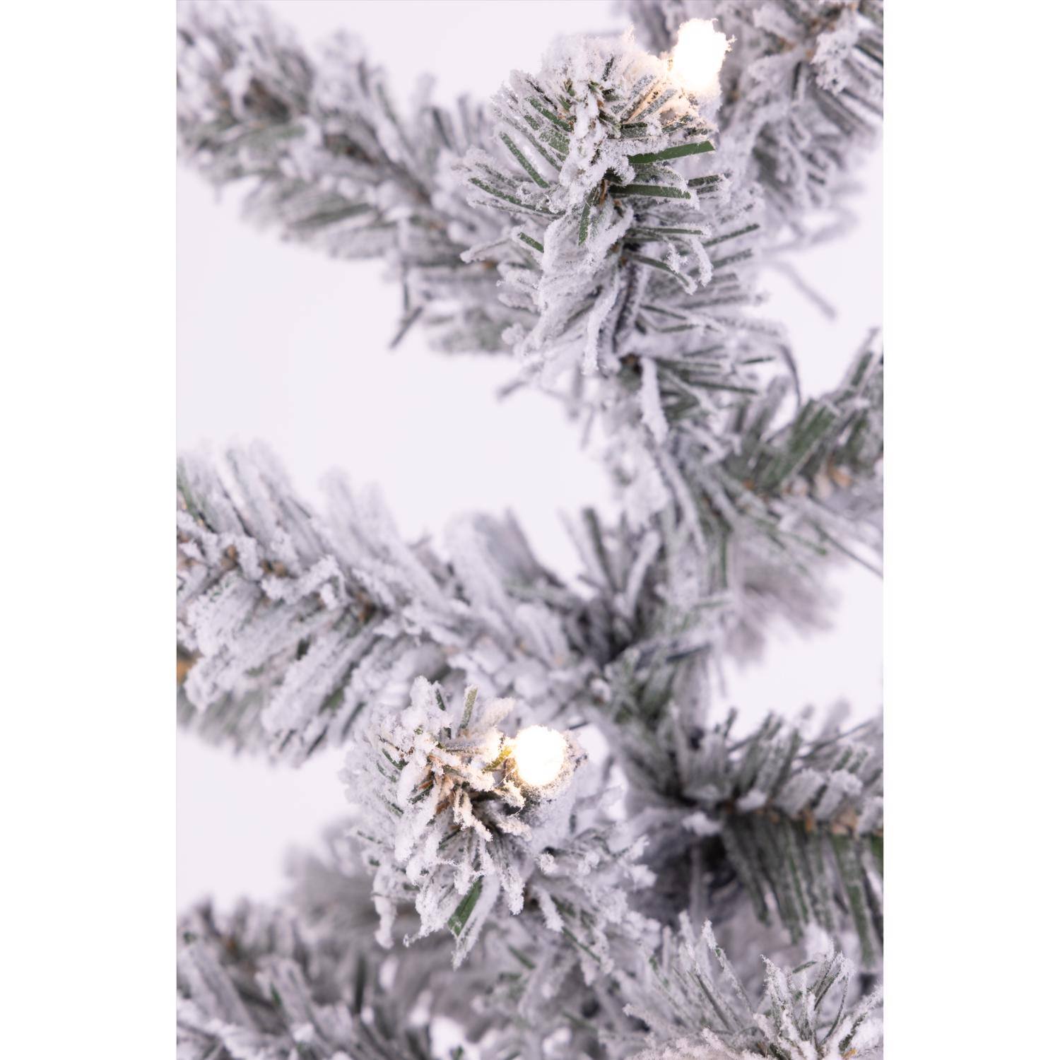 Left. Celebrations - Celebrations 5 ft. Slim LED 100 ct Flocked Diamond Potted Color Changing Entrance Tree - Green.