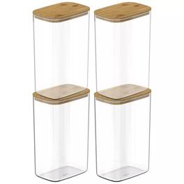 OU - Airtight Food Storage Container w Leak Proof Bamboo Lid Set 8pc (set of 4) Kitchen Jar Organizer - Clear