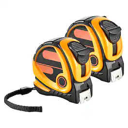 VEVOR - 2 Packs Tape Measure 25 ft Length, Measuring Tape with Retractable, Imperial and Metric ft/m Dual-Scale & ABS Case - Orange,Black