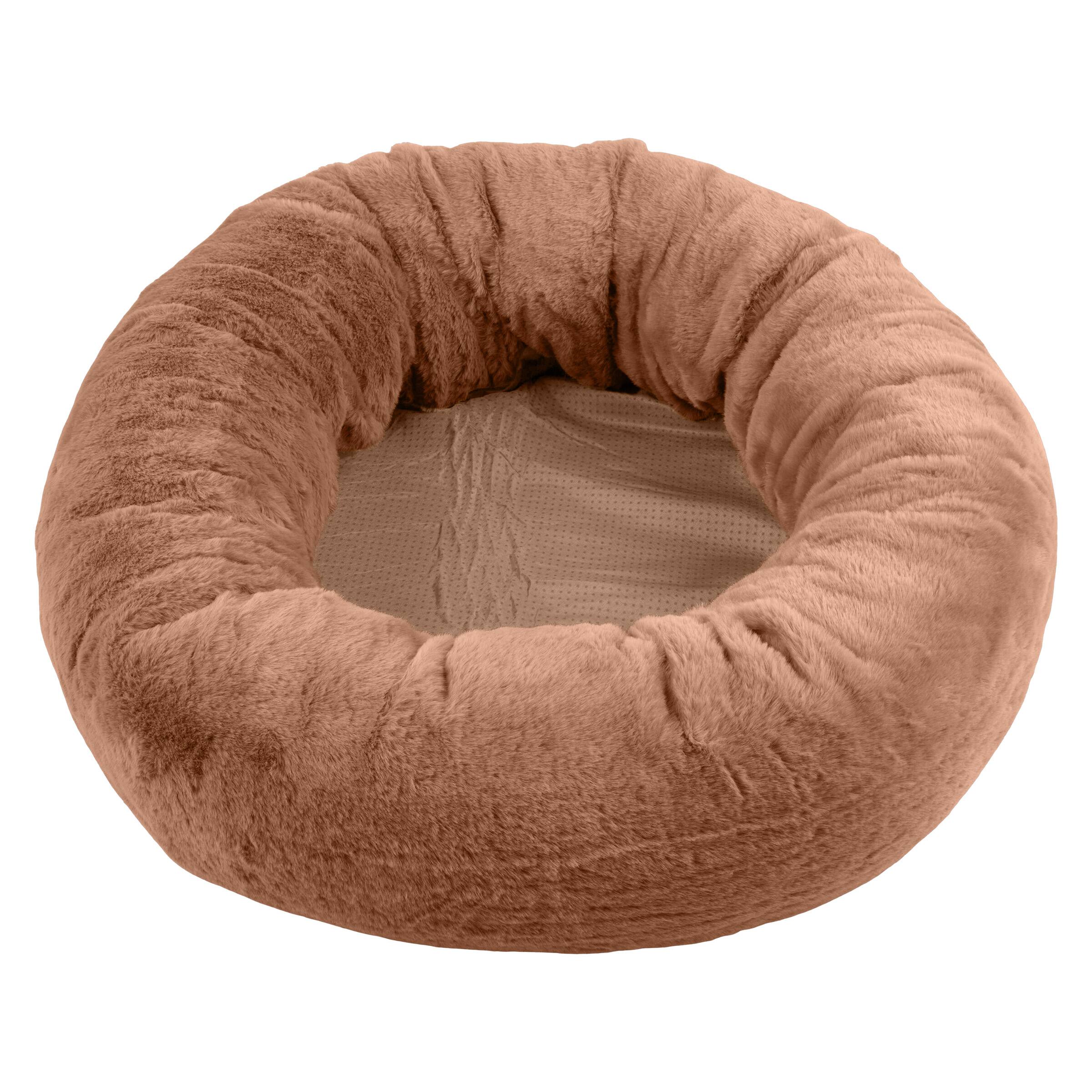 Back. PetMaker - 25in Donut Dog Bed for Small Pets - Beige.