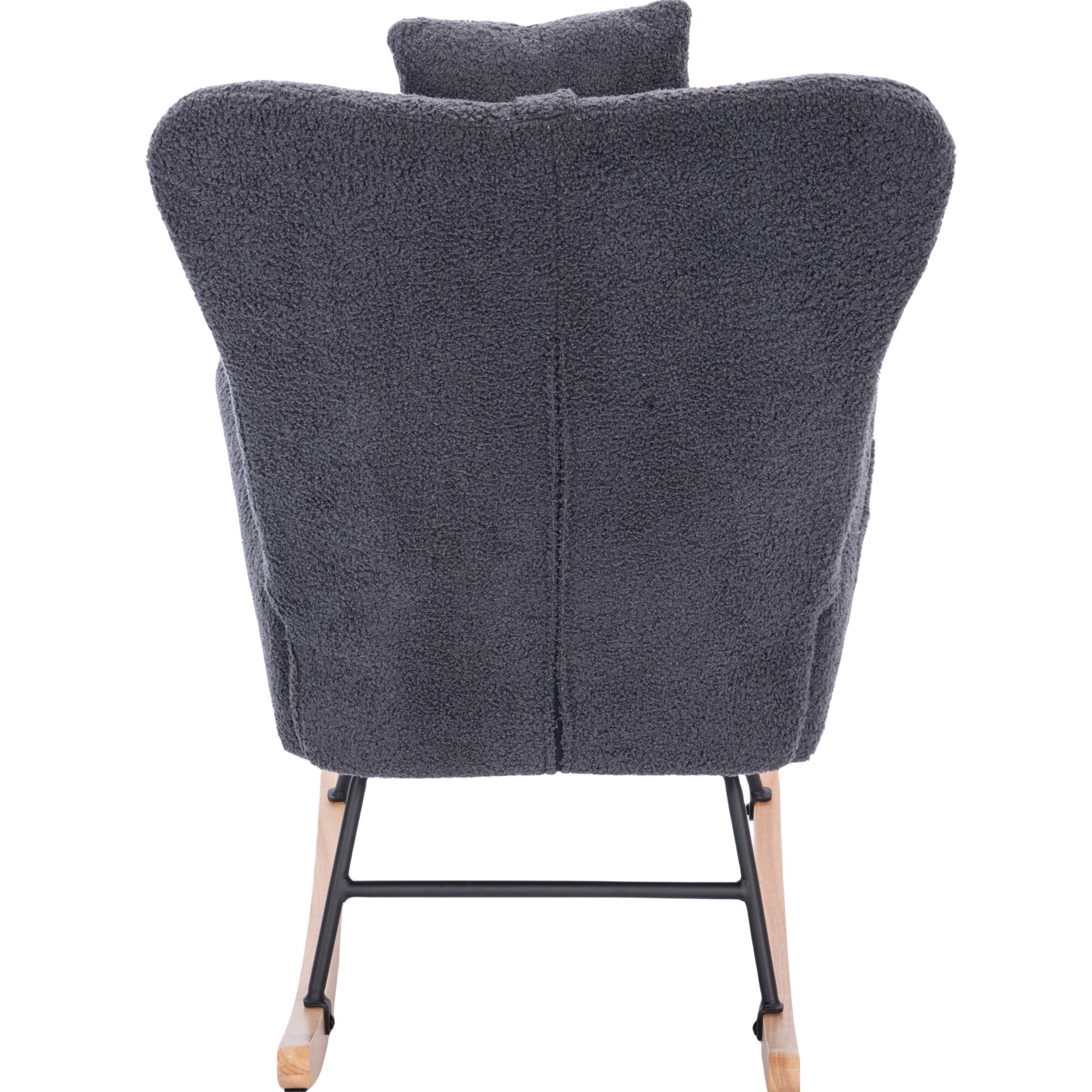 Left. GOODSILO - Plush Upholstered Nursery Rocking Chair with High Backrest for Living Room and Bedroom - Dark Grey.
