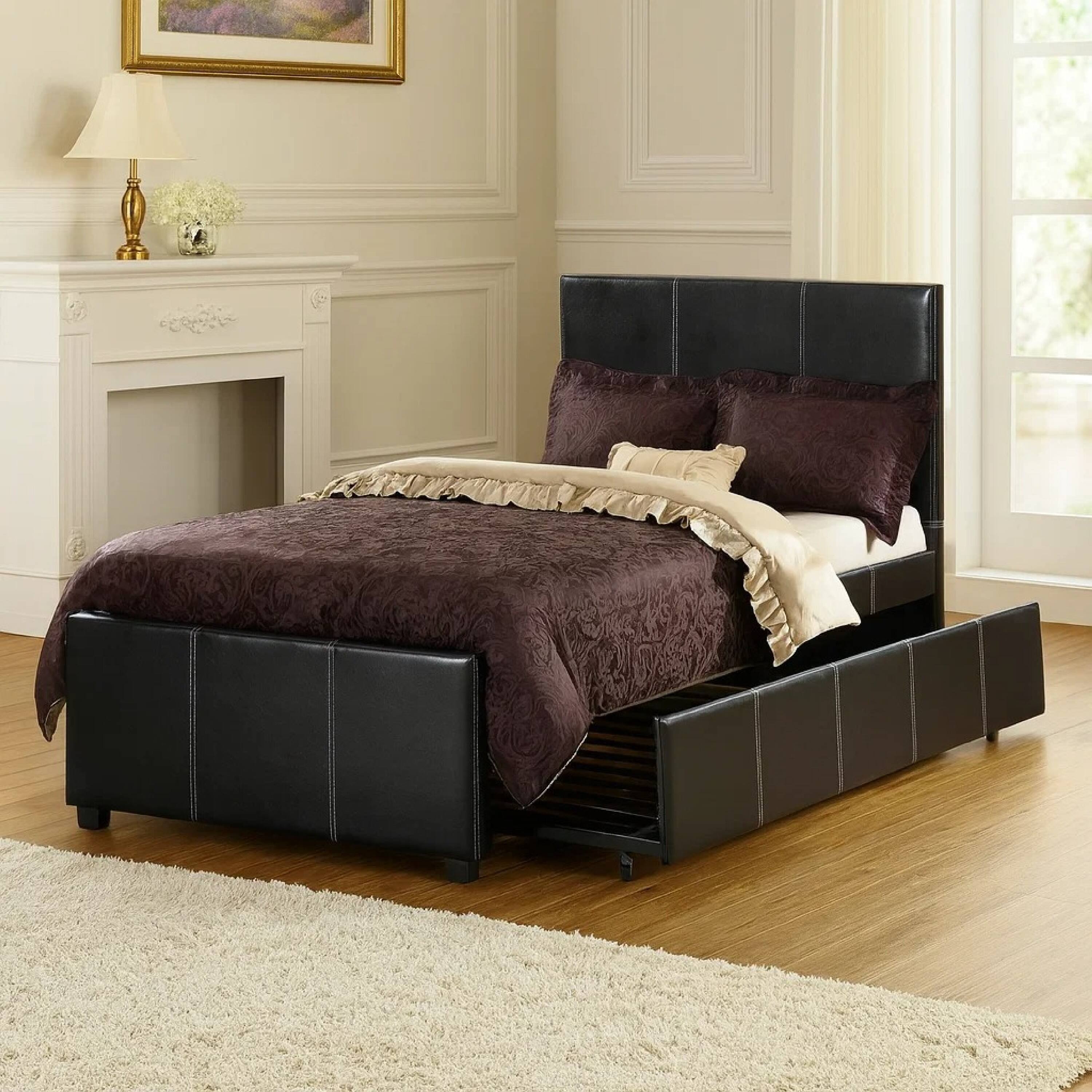 Alt View 5. Manhattan Lane - Commodius Full Bed With Rundle Espresso Faux Leather - Black.
