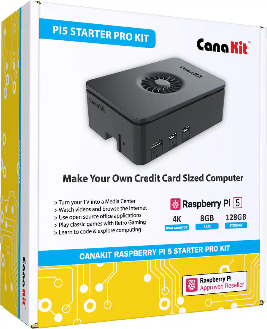CanaKit Raspberry Pi 5 Starter Kit Turbine (8GB) Black PI5-8GB-STR128 ...