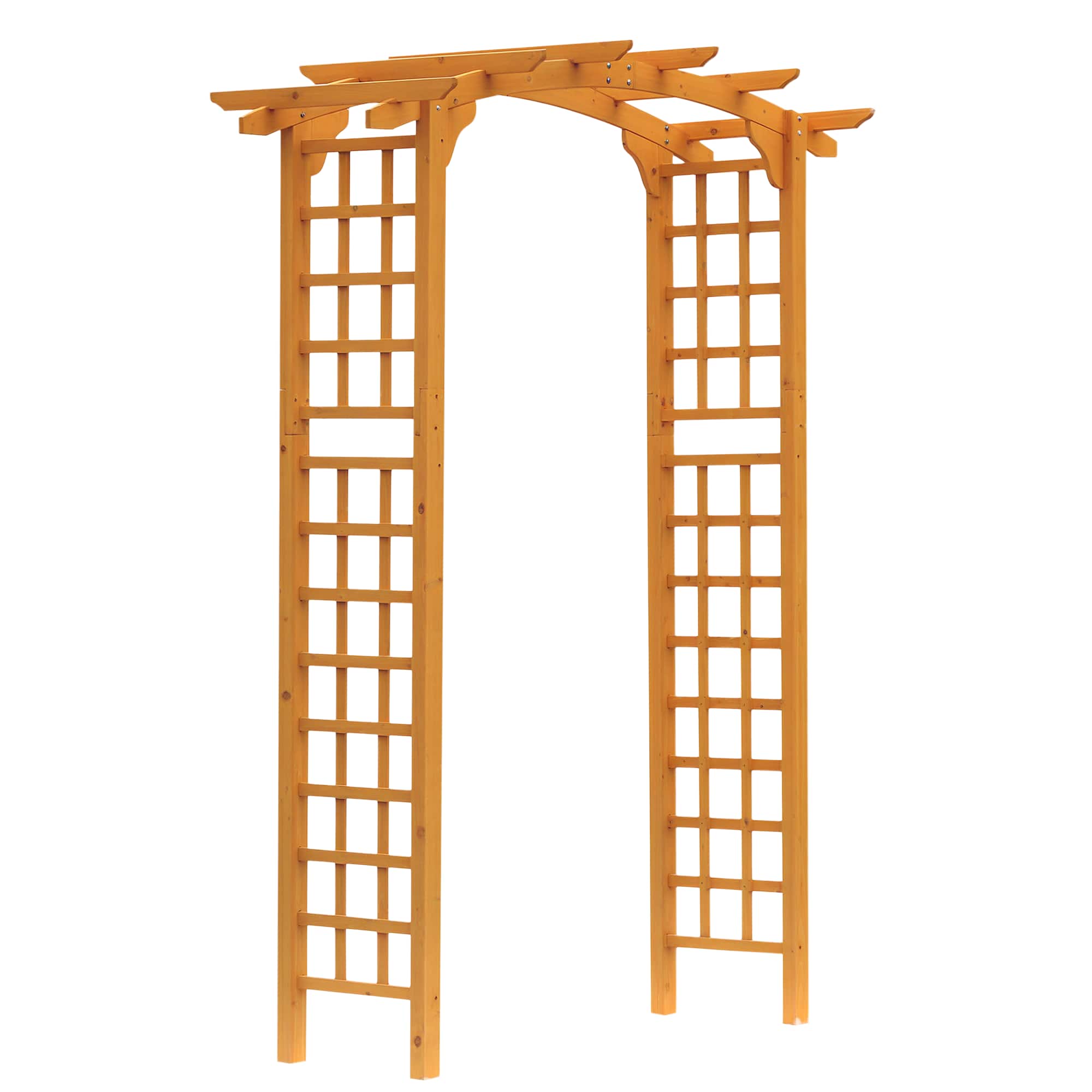 Outsunny - 7.5' Fir Round Outdoor Garden Pergola Style Arbor Arch - Wood