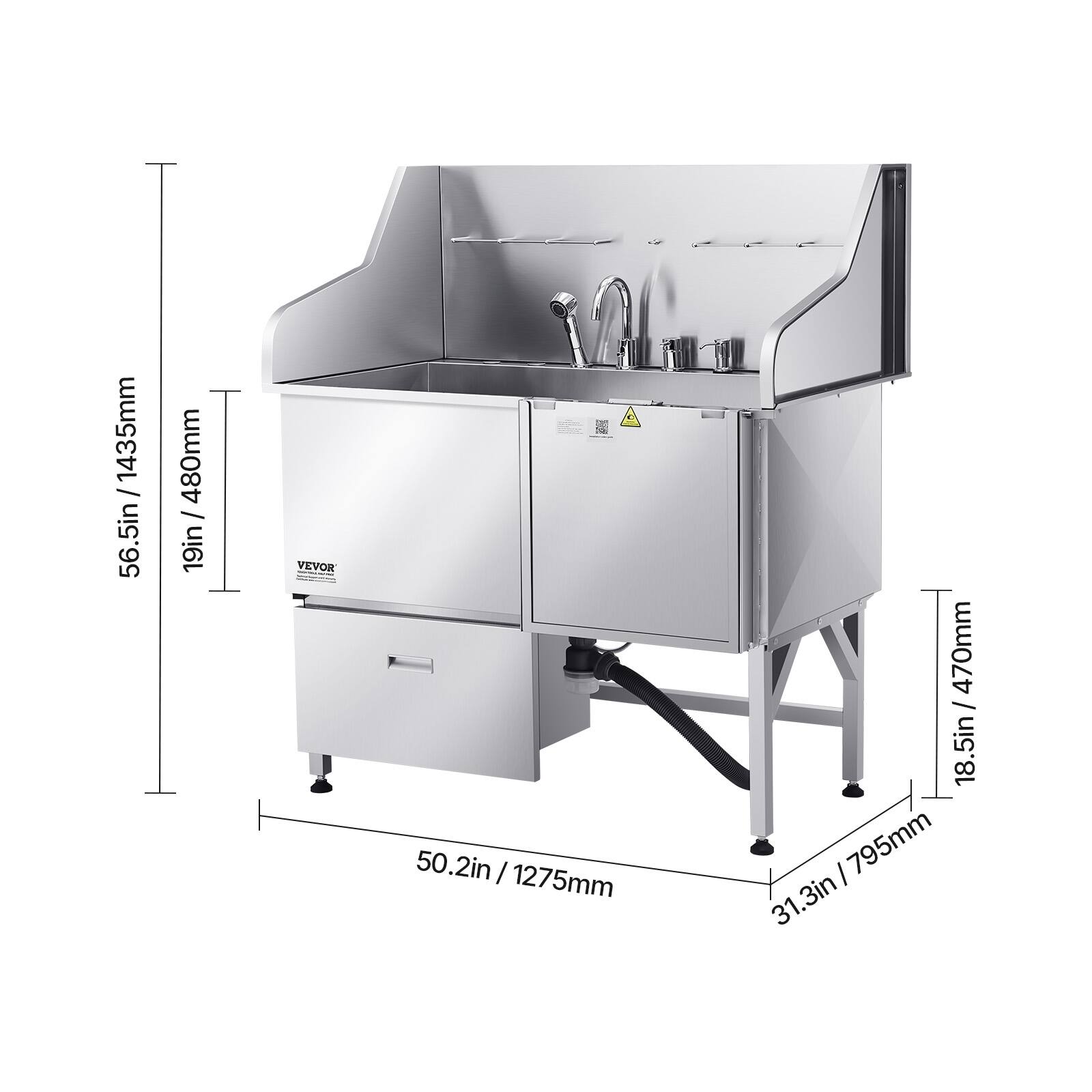 - 56.5in / 1435mm
- 19in / 480mm
- 50.2in / 1275mm
- 31.3in / 795mm
- 18.5in / 470mm