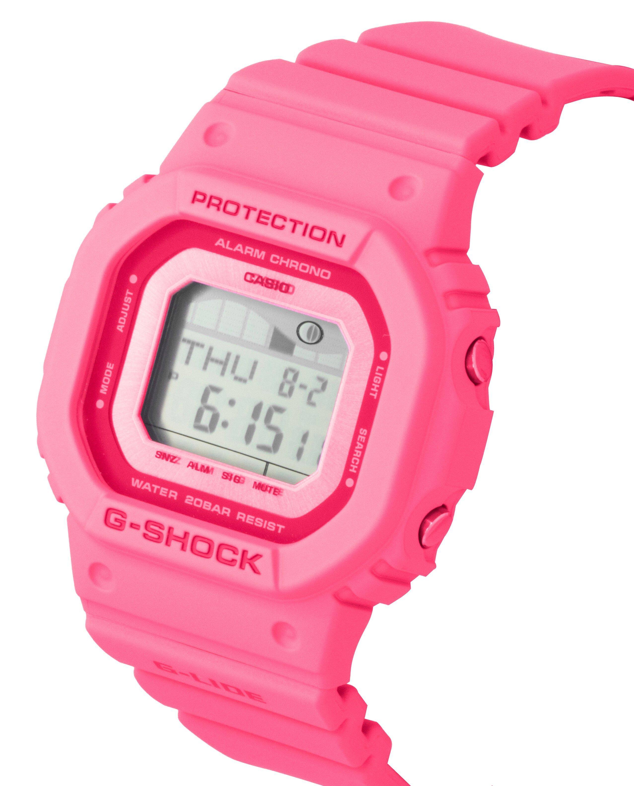 PROTECTION ALARM CHRONO  
CASIO  
ADJUST MODE  
THU 5-8  
LIGHT  
SEARCH  
SNZZ ALM SEEG  
WATER 20BAR RESIST  
G-SHOCK G-LIDE