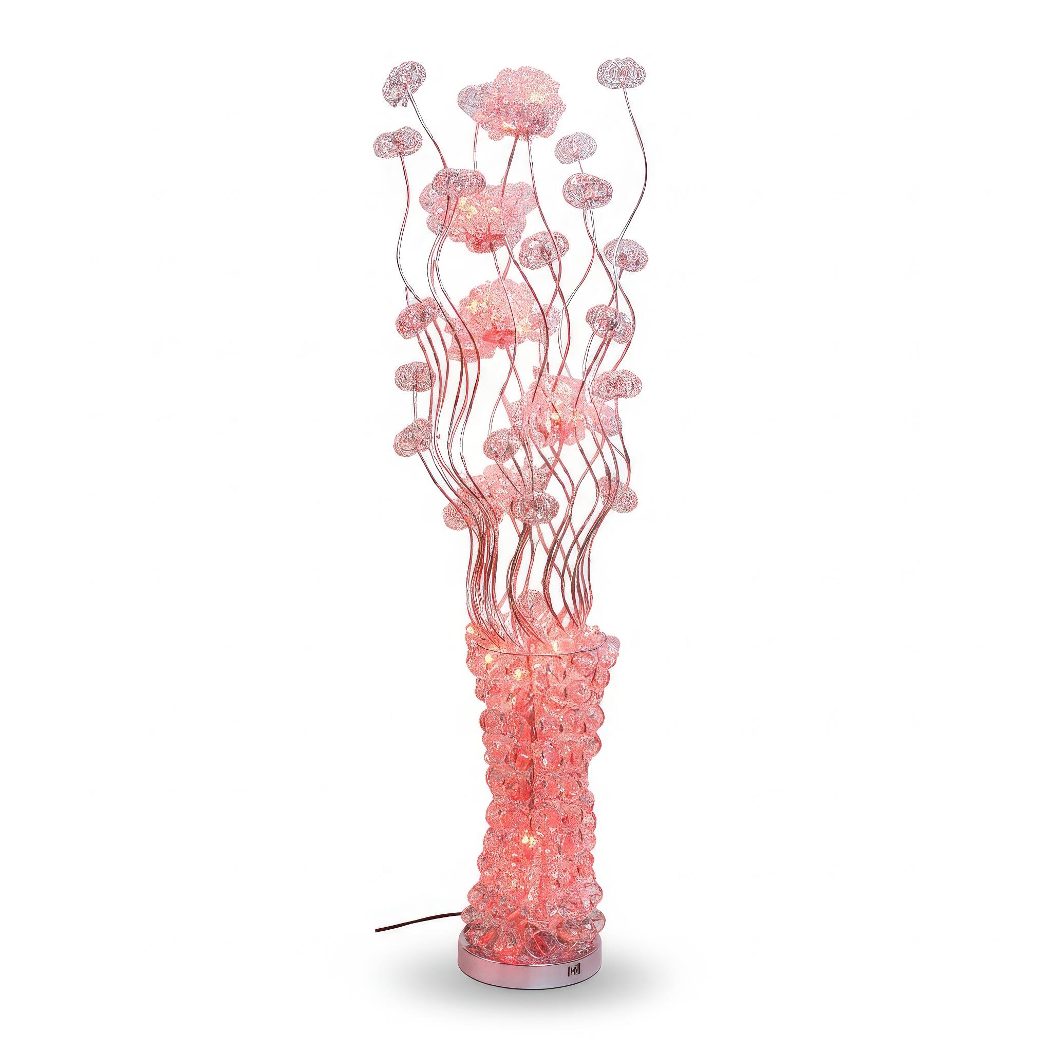 Angle. FC Design - 55"H Translucent Glitter Vase with Purple Pink  Floral Flame LED Floor Lamp.