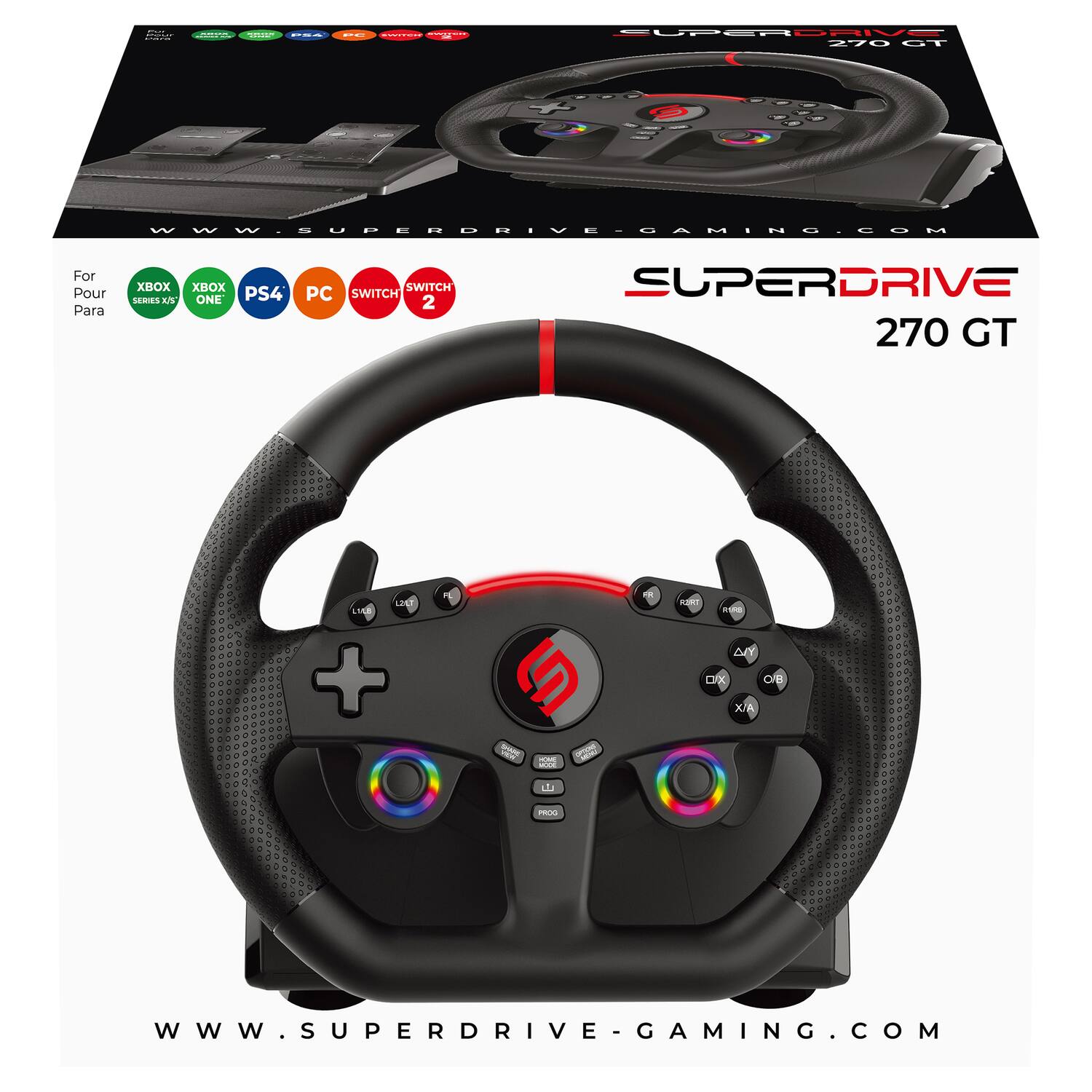 SUPERDRIVE 270 GT  
WWWW.SUPERDRIVE-GAMING.COM  
For Pour Para XBOX XBOX SERIES X ONE PS4 SWITCH PC SWITCH 2  
SUPERDRIVE 270 GT + S 20 ON - OY OX O/B X/