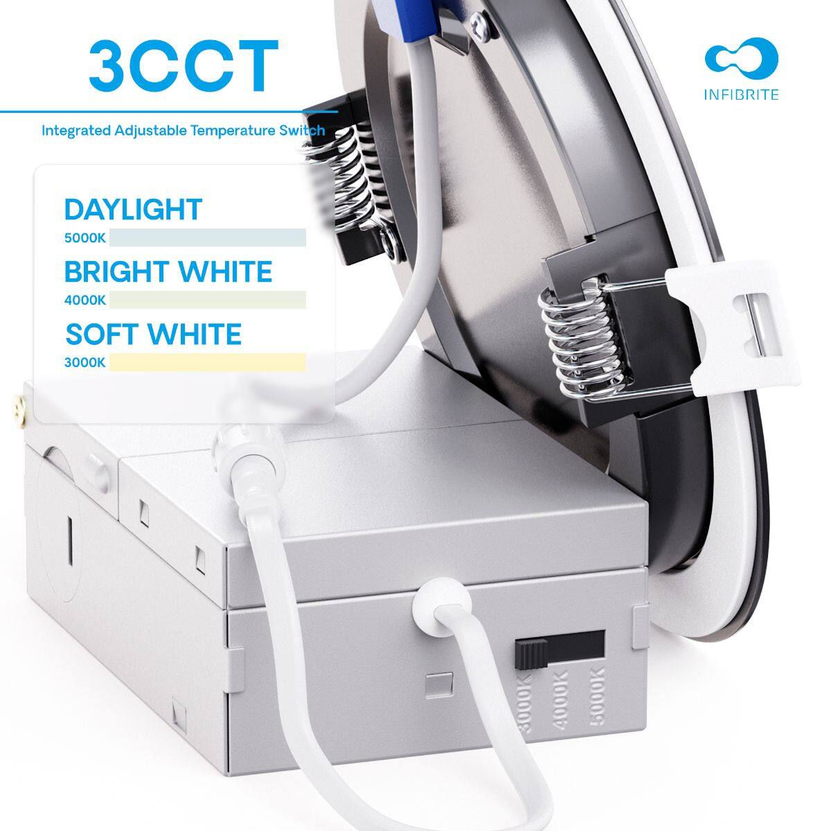 3CCT Integrated Adjustable Temperature Switch  
INFIBRITE  
DAYLIGHT 5000K  
BRIGHT WHITE 4000K  
SOFT WHITE 3000K