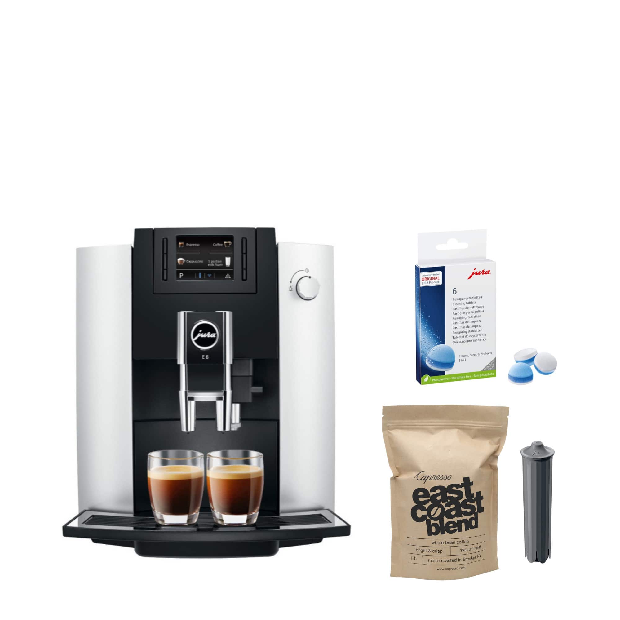 JURA - E6 Automatic Espresso Machine with Programmable Coffee Strength - Platinum