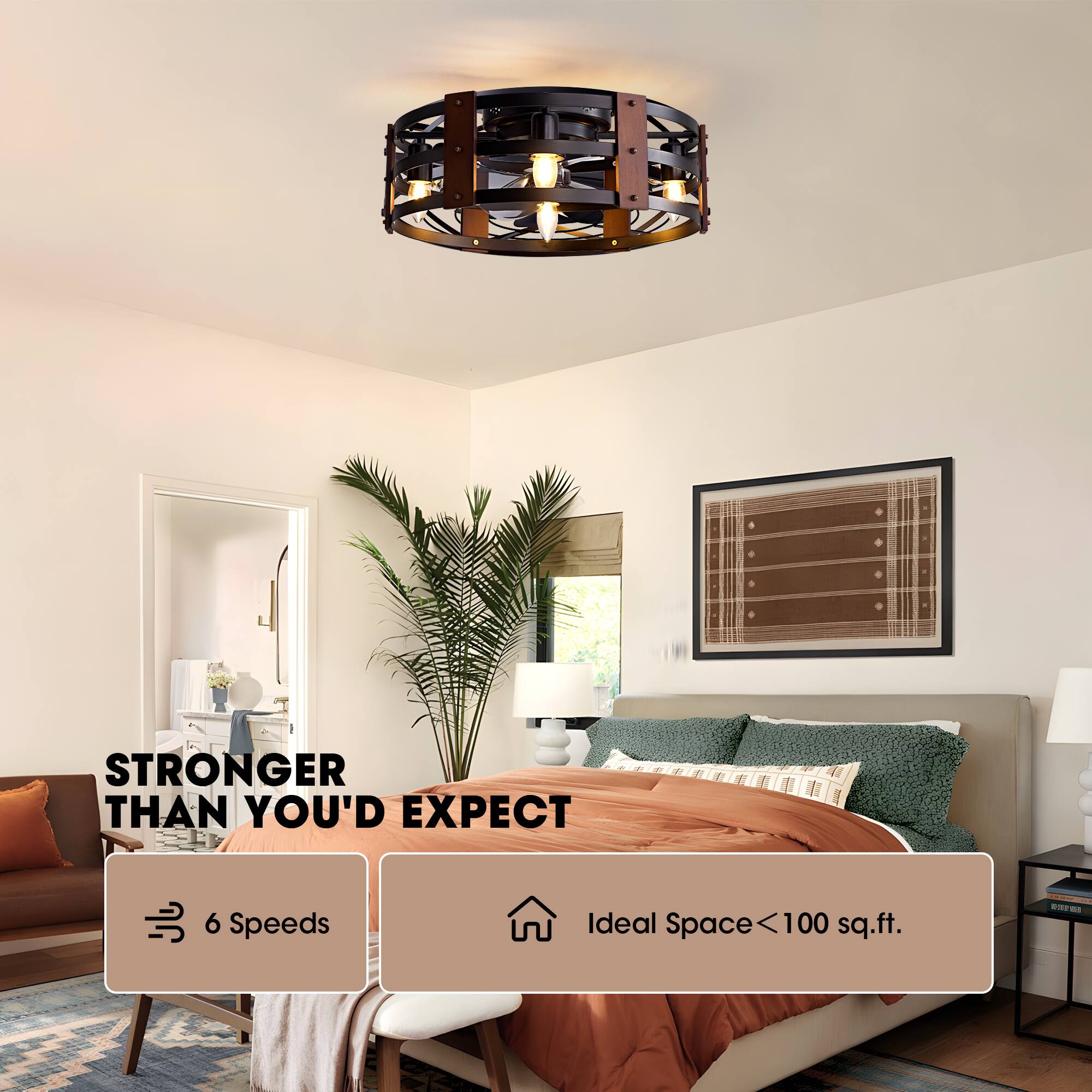 STRONGER THAN YOU'D EXPECT  
6 Speeds  
Ideal Space <100 sq.ft.