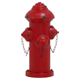 Sunnydaze - Fire Hydrant Metal Outdoor Statue - 21 in - Red