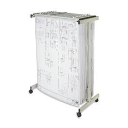 AdirOffice - Steel Blueprint Storage Stand Adjustable Mobile Plan Center File Cart - Gray