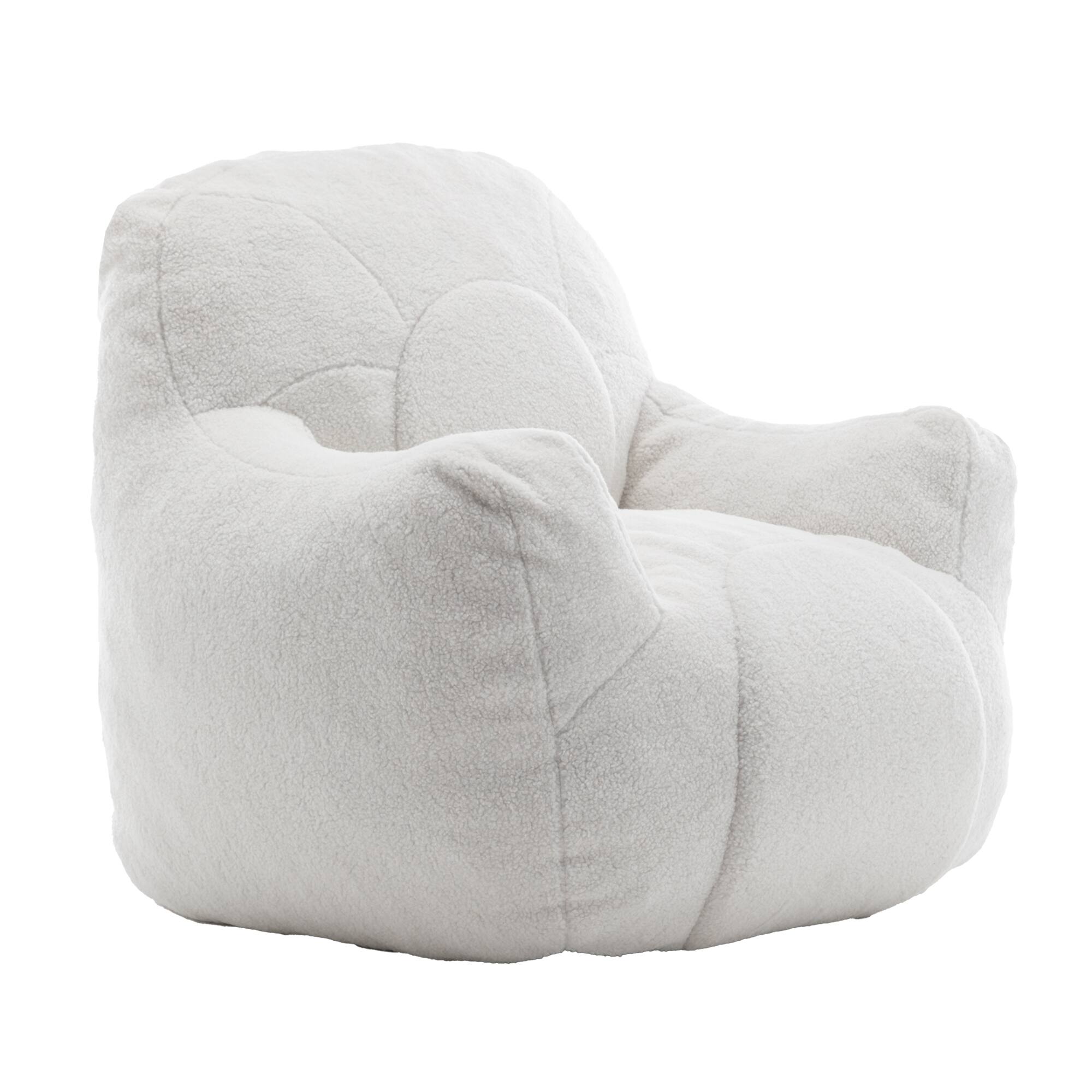 Alt View 9. GOODSILO - Premium Memory Foam Bean Bag Sofa Chair with Plush Faux Fur Cover and Ergonomic Support for Living Spaces - White.