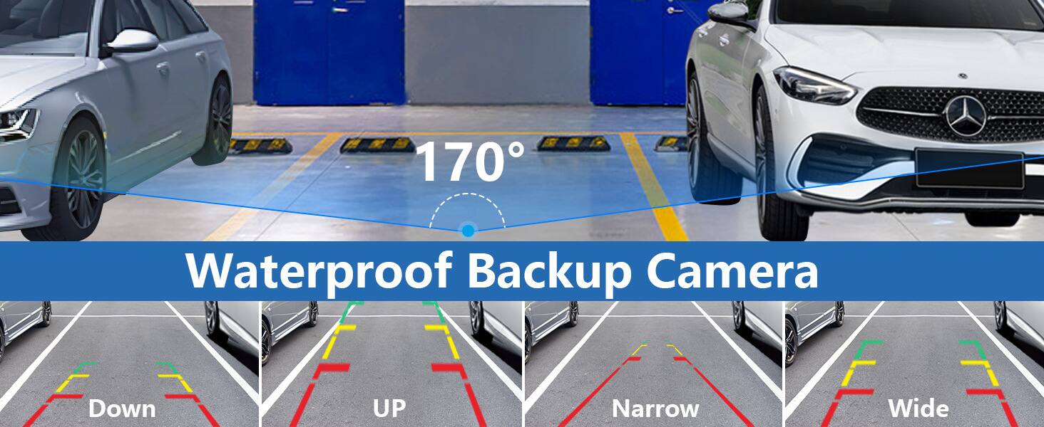 170° Waterproof Backup Camera

Down  
UP  
Narrow  
Wide