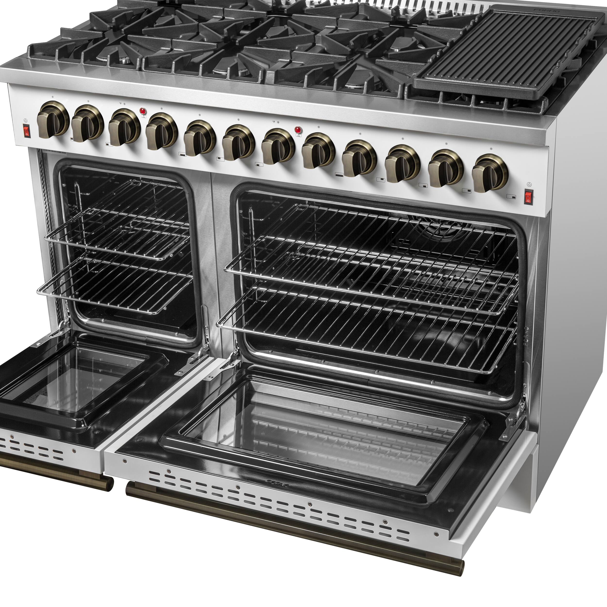 Alt View 4. Forno Appliances - 48 in. Wide 8 Burner Galiano 6.58 Cu. Ft. Freestanding Dual Fuel Range with Convection Oven and Griddle - White Door.
