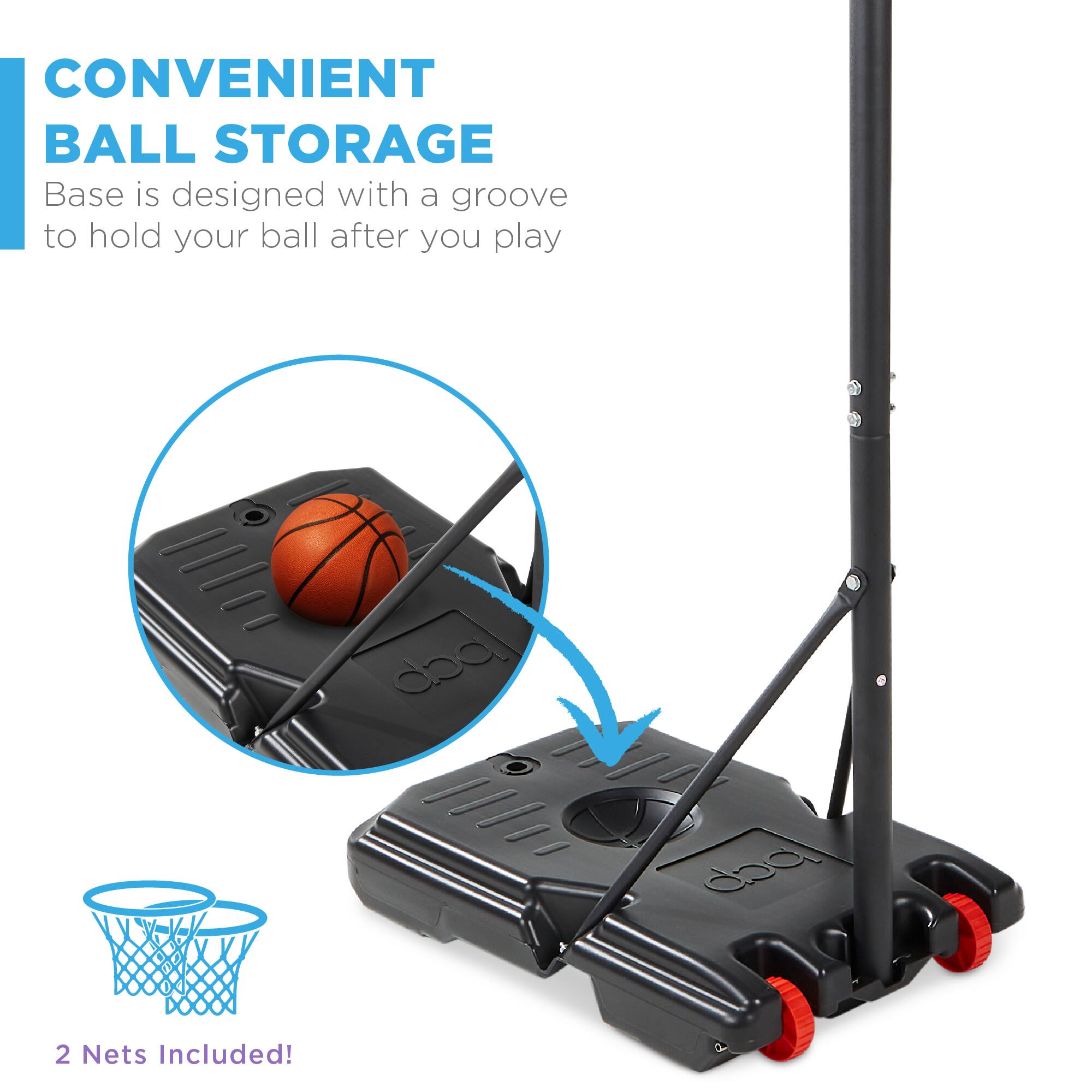 CONVENIENT BALL STORAGE  
Base is designed with a groove to hold your ball after you play  

2 Nets Included!