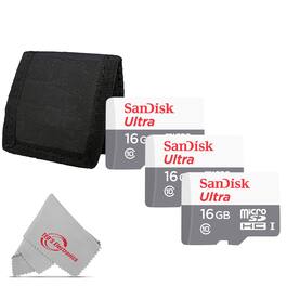 SanDisk Professional - 3x SanDisk 16GB Ultra UHS-I microSDHC Memory Card with SD Adapter and Card Wallet