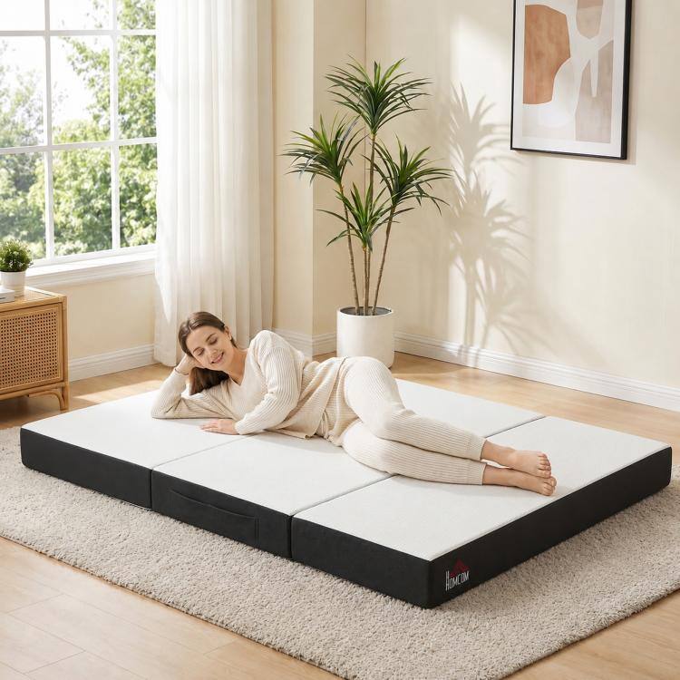 Alt View 2. PULUZ - Trifold Mattress, 6 Inch Memory Foam Mattress for Guest, Camping, RV, Travel, Yoga, Made in USA, 75 inch x 54 inch x 6 i - White.