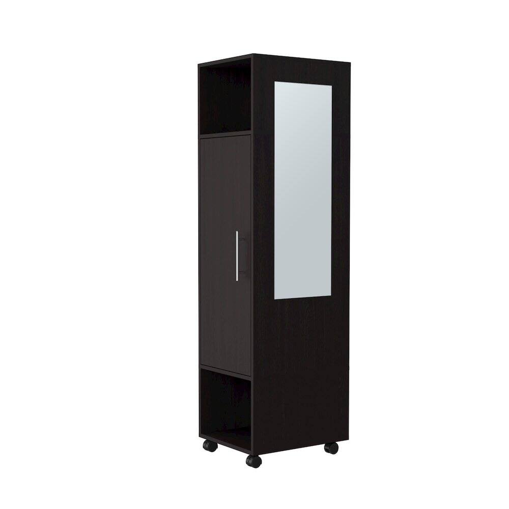Alt View 3. TuHome - Cluster Cabinet Wardrove with Mirror Black MDF - Black.
