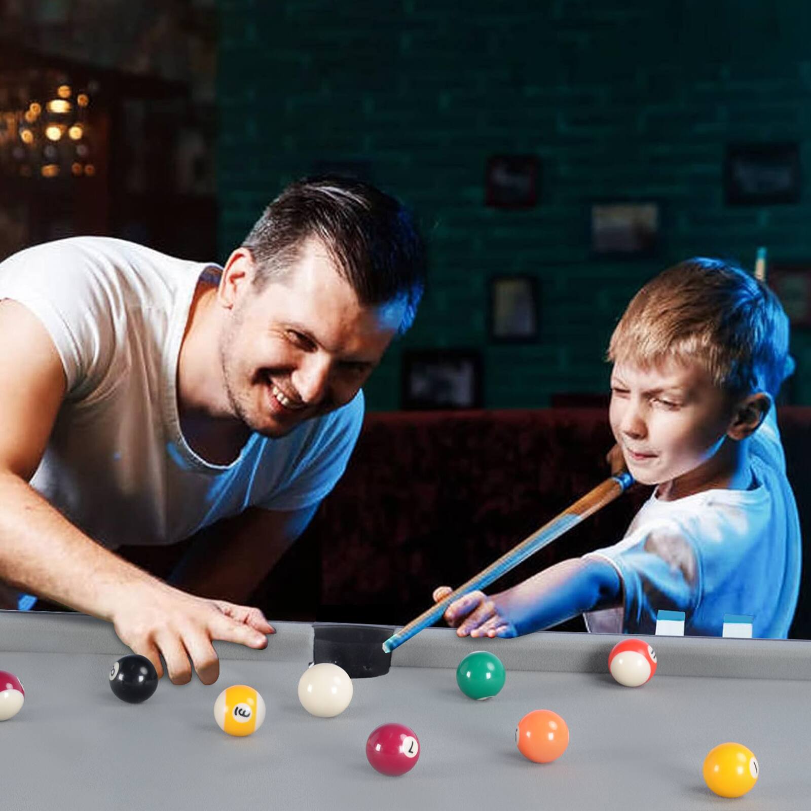 Alt View 1. ProMounts - 48" Folding Pool Table for Adults & Kids - Compact Complete Pool Table Set - Black.