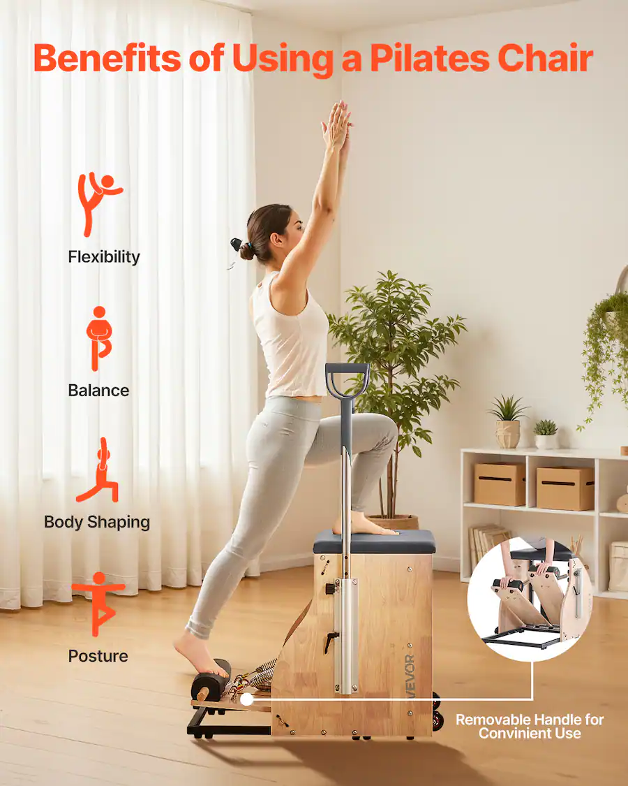 VEVOR Pilates Chair Split Pedal Stability Combo Chairs With Handles vevor-pilates-chair-split-pedal-stability-combo-chairs-with-handles