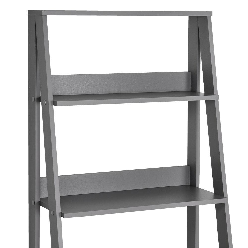 Back. Madesa - Madesa 5-Tier Ladder Shelf 24"L Free Standing Bookshelf for Home Office Study Room and Kitchen - Gray - Gray.