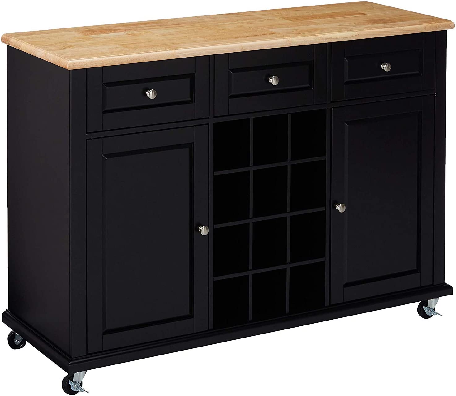 Left. Kings Brand Furniture - Kings Brand Furniture Wine Rack Sideboard Buffet Server Console Table With Storage (Black) - Black.