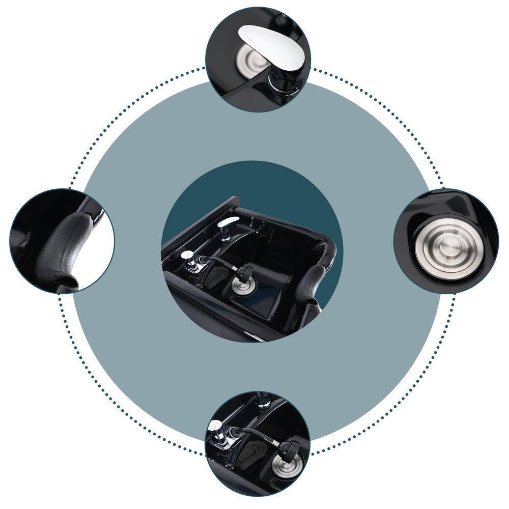 Alt View 8. Winado - Backwash Shampoo Station Shampoo Bowl with Cabinet Hair Wash Sink for Salon Spa - Black.